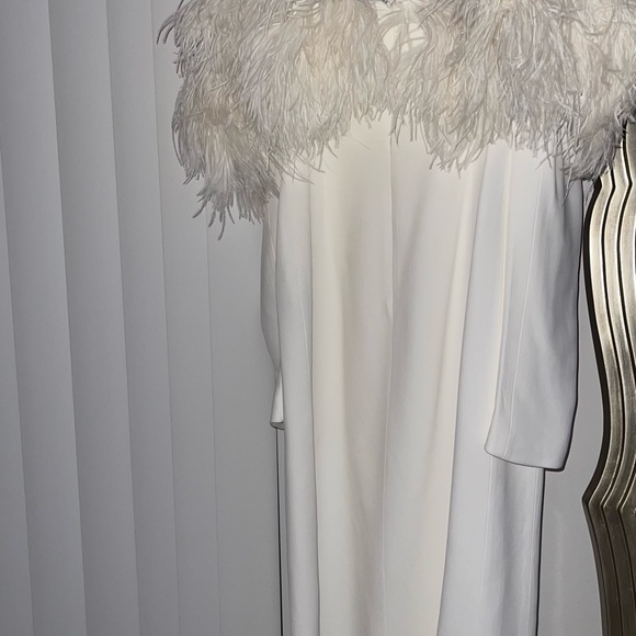 DAVID KOMA FEATHER TOP LONG SLEEVE MIDI DRESS - Picture 5 of 7